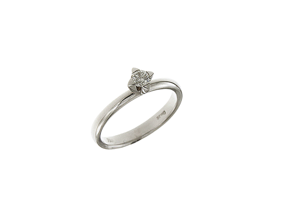 Μονόπετρο δαχτυλίδι αρραβώνων σε λευκόχρυσο 18Κ με στρογγυλεμένη γάμπα και καστόνι στο ρόμβο με Διαμάντι κοπής μπριγιάν