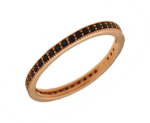 Δακτυλίδι σε ροζ χρυσό 14Κ Σειρέ ολόβερο με μαύρα ζιργκόν  