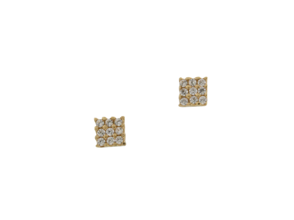Σκουλαρίκια σε Χρυσό 14Κ καρέ πάνω στο αυτί με Ζιργκόν