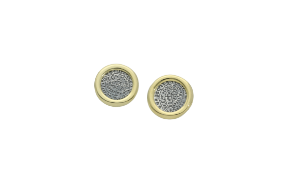Σκουλαρίκια σε ασήμι 925° Δίσκος της Φαιστού με οξείδωση στο κέντρο