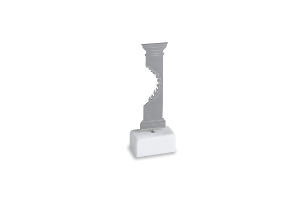 Διακοσμητικό  Σουβενίρ σε ανοξείδωτο χάλυβα Κίονας Δωρικού ρυθμού πάνω σε βάση από λευκό μάρμαρο Θάσου