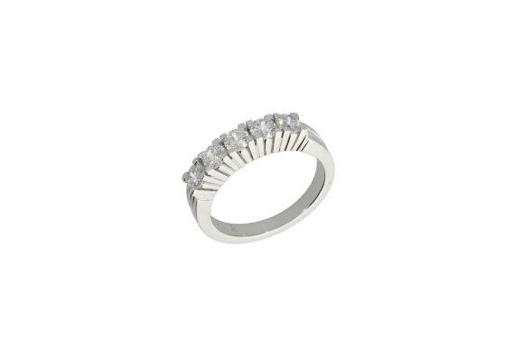 Δαχτυλίδι σε λευκόχρυσο 14Κ Σειρέ σε κλασικό στυλ με πέντε ζιργκόν
