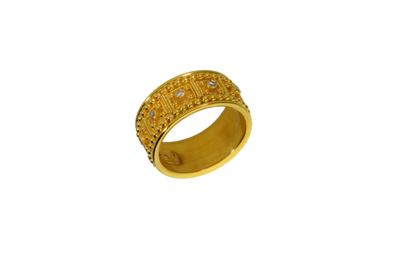 Δαχτυλίδι χειροποίητο σε χρυσό 18K με γράνες και διαμάντια κοπής μπριγιάν