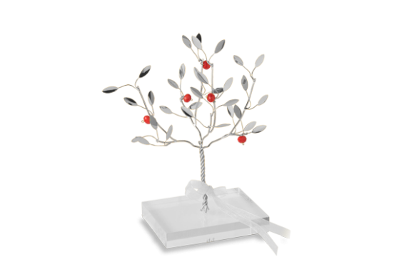 Διακοσμητικό σε ασήμι 925° Δέντρο Ροδιάς με κόκκινες χάντρες