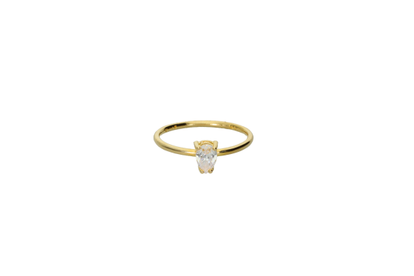 Δαχτυλίδι Χρυσό Κ14 Μονόπετρο με Ζιργκόν σε σχήμα σταγόνας.