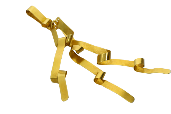 Μενταγιόν σε χρυσό 18Κ χειροποίητο τριπλό σαν μπούκλες με εξωτερικό κρίκο