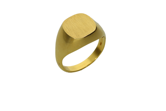 Δαχτυλίδι ανδρικό σε χρυσό 18Κ τετραγωνισμένο σατινέ στο πάνω μέρος