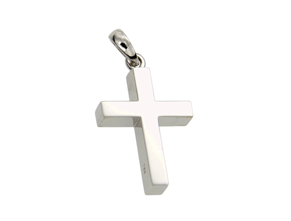 Σταυρός ανδρικός ή Βαπτιστικός για αγόρι σε λευκόχρυσο 18K, χειροποίηρος κλασικός μασίφ τετραγωνισμένος , γυαλιστερός από τη μία πλευρά και ματ από την άλλη