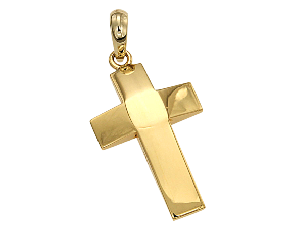 Σταυρός Ανδρικός Βαπτιστικός για Αγόρι σε Χρυσό 18Κ, Ορθογώνιος, Γυαλιστερός, πομπέ φασετέ.