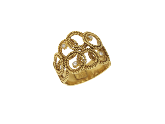 Δαχτυλίδι σε χρυσό 18K χειροποίητο με διαμάντια από τη συλλογή 
