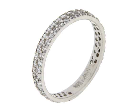 Δαχτυλίδι σε Λευκόχρυσο Κ14  Ολόβερο  με Ζιργκόν