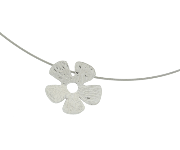 Κολιέ σε ασήμι 925° Λουλούδι ζαγρέ με ασημί ατσαλόσυρμα