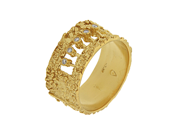 Δαχτυλίδι σε Χρυσό 18K Πλακέ Ζαγρέ με Διαμάντια