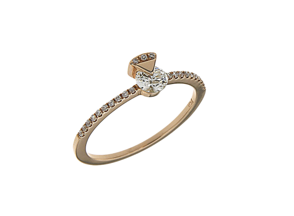 Δαχτυλίδι σε Ροζ Χρυσό Κ18 Μονόπετρο Orofasma Setting με περιστρεφόμενο Διαμάντι  