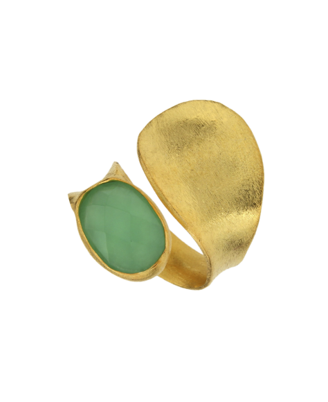 Δαχτυλίδι σε Ασήμι Επίχρυσο 925° με πράσινο αμέθυστο 