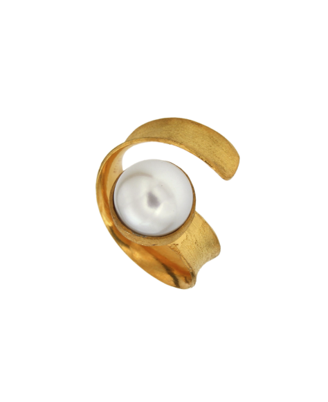 Δαχτυλίδι σε Ασήμι Επίχρυσο 925° με μαργαριτάρι γλυκού νερού button