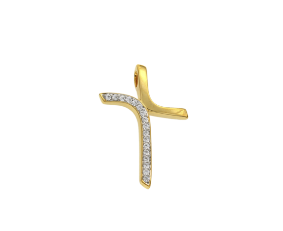Σταυρός Βάπτισης για Κορίτσι σε Χρυσό 14K Ορθογώνιος λεπτός με ζιργκόν και περαστό χαλκά 