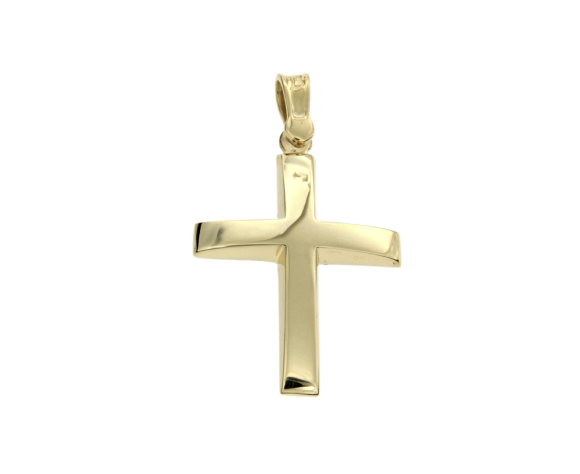 Βαπτιστικός Σταυρός για Αγόρι σε Χρυσό 9K Ορθογώνιος Γυαλιστερός Κλασικός πομπέ