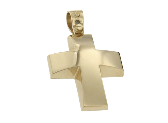 Σταυρός Ανδρικός Βαπτιστικός για Αγόρι σε χρυσό 14Κ Πομπέ Γυαλιστερός