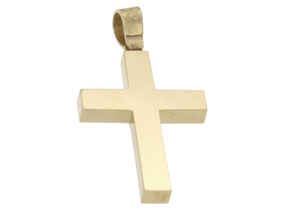 Σταυρός Ανδρικός Βαπτιστικός για Αγόρι σε χρυσό 14Κ Ορθογώνιος τετραγωνισμένος, γυαλιστερός και ελαφρύς