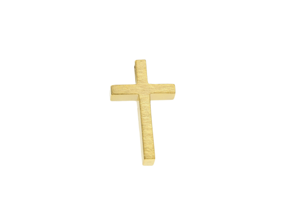 Βαπτιστικός Σταυρός για Αγόρι σε χρυσό 18K, δύο όψεων ορθογώνιος ματ και σφυράλατος ματ πίσω. 