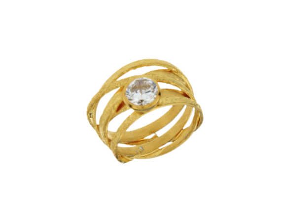 Δαχτυλίδι σε Ασήμι Επίχρυσο 925° Πολλαπλά σύρματα με Ζιργκόν  