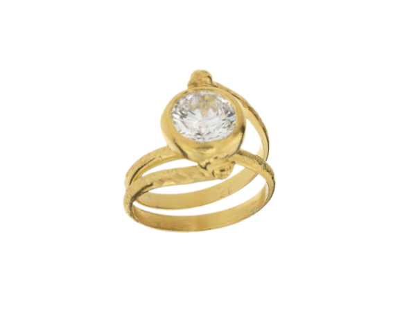 Δαχτυλίδι σε Ασήμι Επίχρυσο 925° Στριφογυριστό σύρμα με Ζιργκόν  