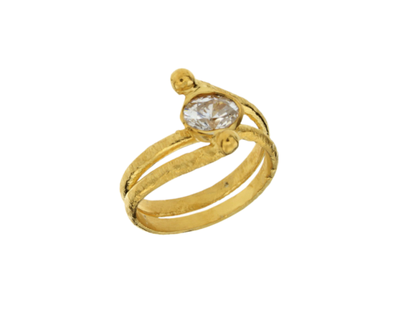 Δαχτυλίδι σε Ασήμι Επίχρυσο 925° Στριφογυριστό σύρμα με Ζιργκόν  