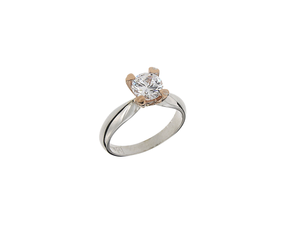 Δαχτυλίδι για Αρραβώνα η Γάμο σε λευκό & ροζ Χρυσό 14K μονόπετρο με ζιργκόν  
