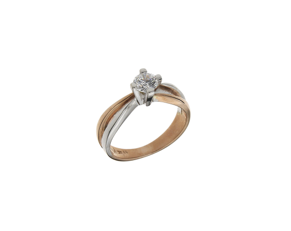 Δαχτυλίδι για Γάμο η Αρραβώνα  σε λευκό & ροζ Χρυσό 14K μονόπετρο με ζιργκόν  