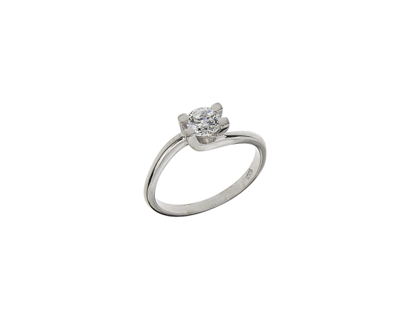 Δαχτυλίδι σε Λευκόχρυσο 14K μονόπετρο με κυματιστή γάμπα και ζιργκόν  για Αρραβώνα η Γάμο