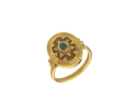 Δαχτυλίδι σε Χρυσό 18K Βυζαντινό με Σμαράγδι  