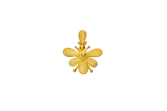 Μενταγιόν σε Χρυσό 18K μία μέλισσα ζαγρέ σε Αρχαϊκό στυλ με κρυφό χαλκά