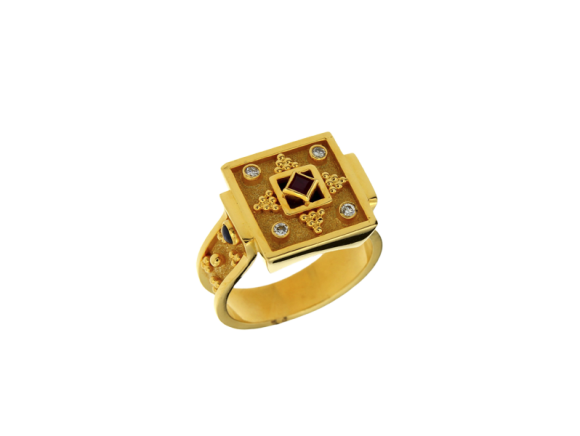 Δαχτυλίδι σε Χρυσό 18K Χειροποίητο με Διαμάντια, Ρουμπίνι Ζαφείρια από τη Συλλογή 