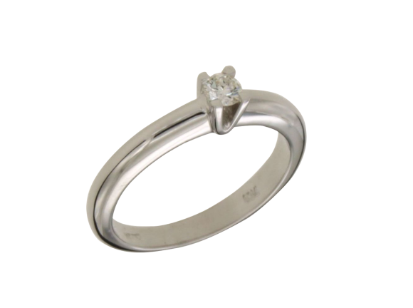 Δαχτυλίδι αρραβώνων σε Λευκόχρυσο 18Κ Μοντέρνο μονόπετρο με φαρδυά στρογγυλεμένη γάμπα με ένα Διαμάντι