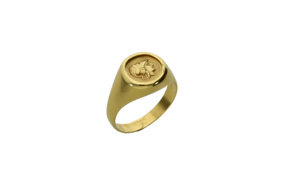 Δακτυλίδι σε χρυσό 14Κ με ένα νόμισμα της θεάς Αθηνάς