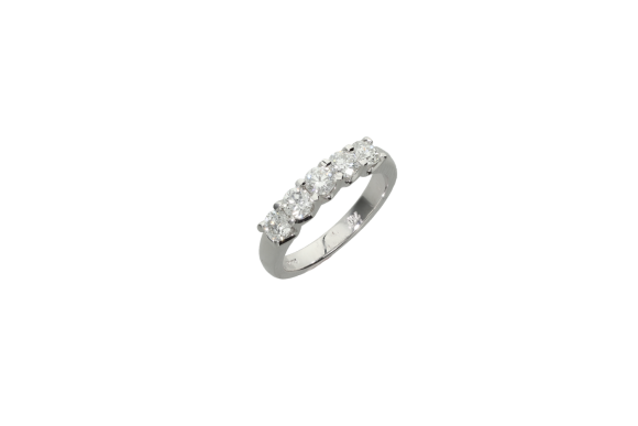 Δαχτυλίδι σειρέ σε λευκόχρυσο 18Κ με πέντε διαμάντια