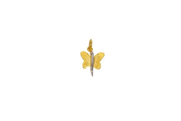 Μενταγιόν σε δίχρωμο χρυσό 14Κ μία πεταλούδα