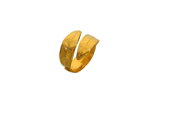 Δαχτυλίδι σε επιχρυσωμένο ασήμι 925° με φύλλα από ελιά