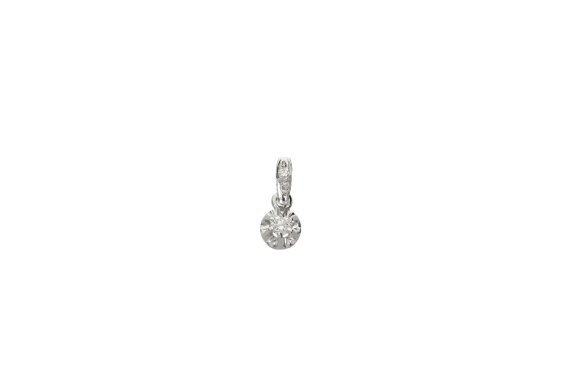 Μενταγιόν σε λευκόχρυσο 18Κ μονόπετρο κλασσικό με διαμάντια και στο χαλκά