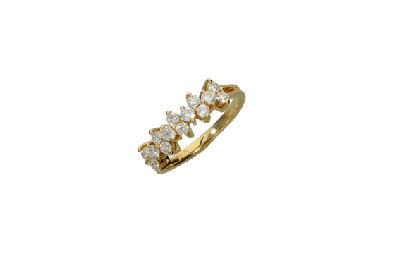 Δαχτυλίδι σε χρυσό 18Κ σειρέ τριπλό με διαμάντια.