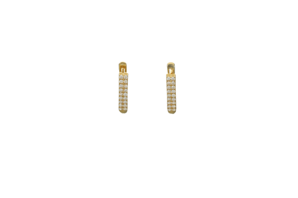 Σκουλαρίκια σε χρυσό 14Κ κρίκος με δύο σειρές από ζιργκόν