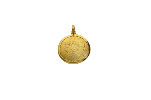 Κωνσταντινάτο σε χρυσό 14Κ με ακανόνιστο πλαίσιο και παντοκράτωρα