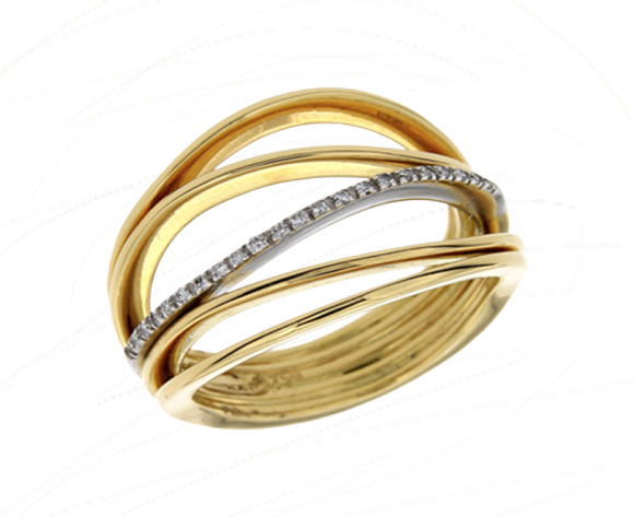 Δαχτυλίδι σε λευκό & κίτρινο χρυσό 18K με μία σειρά διαμάντια