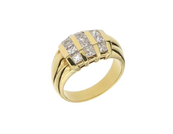 Δαχτυλίδι σε Χρυσό 18K Πολύπετρο με Διαμάντια Princess  