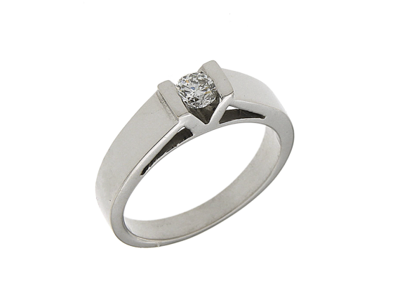 Δαχτυλίδι αρραβώνα η γάμου σε Λευκόχρυσο 18K Μονόπετρο με τελείωμα τύπου V με ένα πιστοποιημένο Διαμάντι