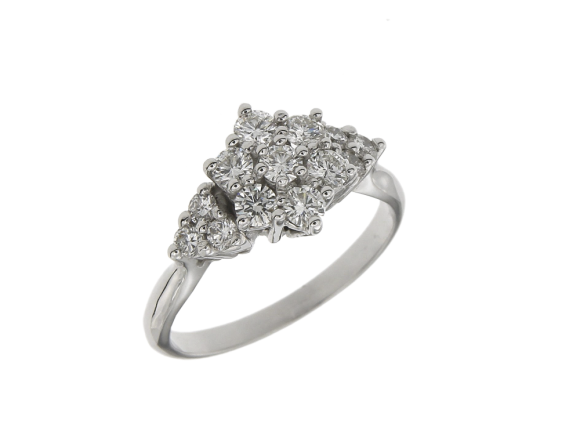 Δαχτυλίδι σε Λευκόχρυσο 18K Ροζέτα Αστράκι με Διαμάντια  