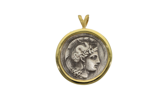 Μενταγιόν σε ασήμι 925° από τη σειρά Greek Coin με νόμισμα Ηράκλειας που απεικονίζει την Αθηνά 