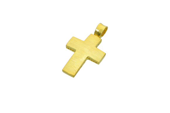 Σταυρός Βάπτισης για αγόρι σε Χρυσό 14K Ορθογώνιος ματ ελαφρώς πομπέ