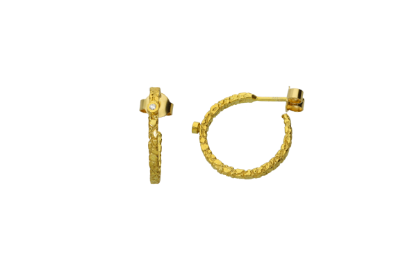 Σκουλαρίκια σε χρυσό 18Κ κρίκοι χειροποίητοι με διαμαντάκια 